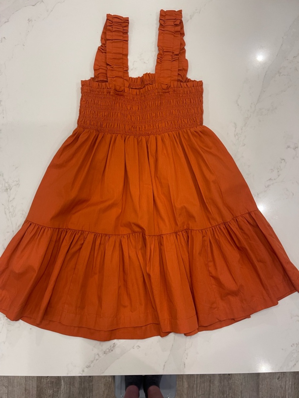 Worn Once! Abercrombie & Fitch Women’s Ruffled Strap Tiered Dress -Burnt Orange - Picture 10 of 13